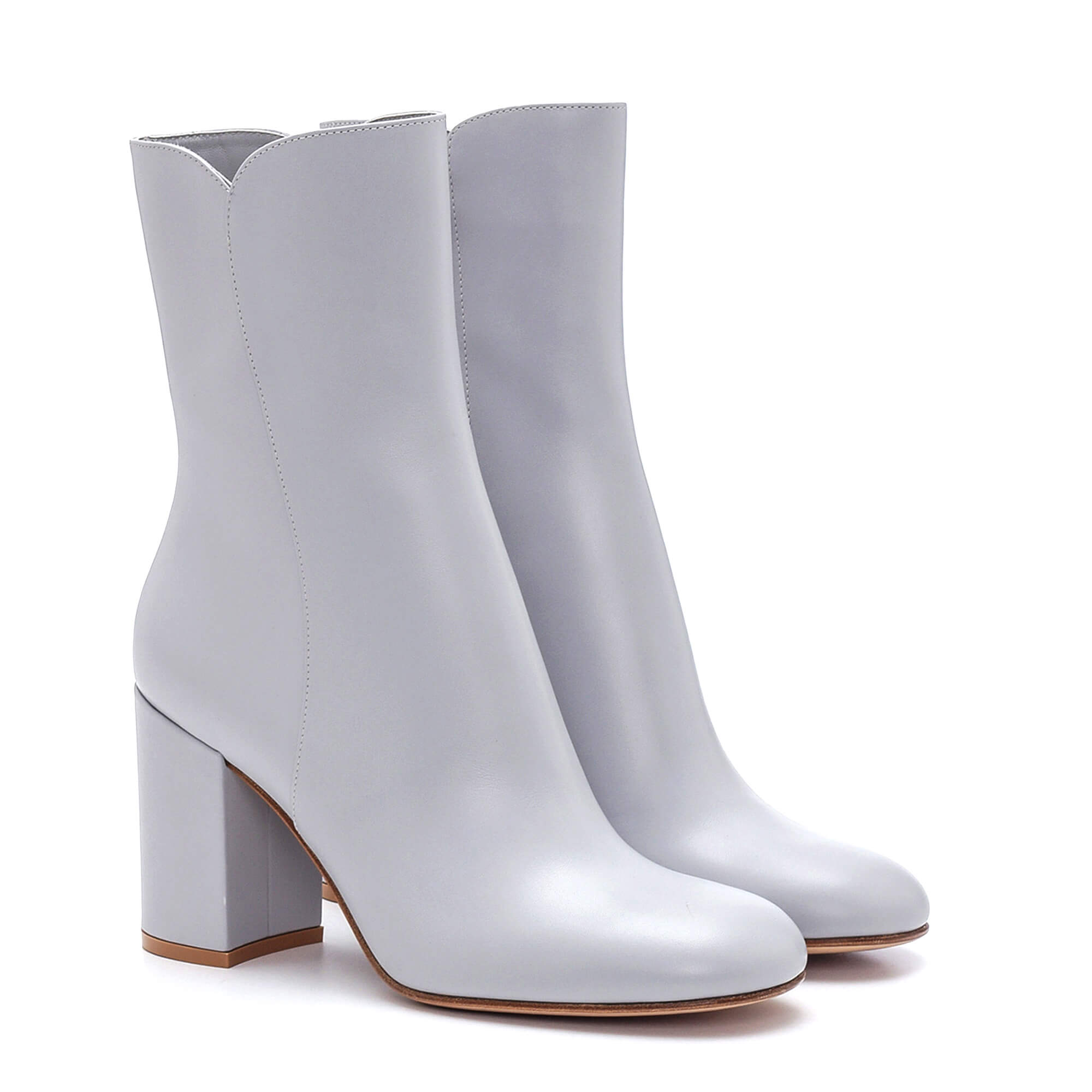 Gianvito Rossi - Grey Leather Adelle 85 Ankle Boots 